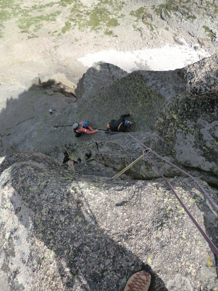 Lisa G. and Lisa. S climbing the last pitch to the summit ridge Sunday Sept. 4th, 2011.