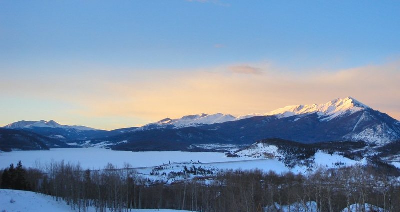 Sunrise over the Tenmile Range, Quandary is at left end of Tenmile Range.