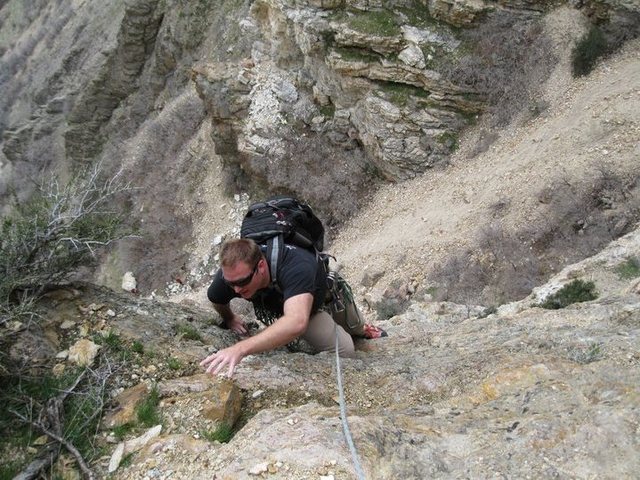 Climbing in Rock canyon Utah