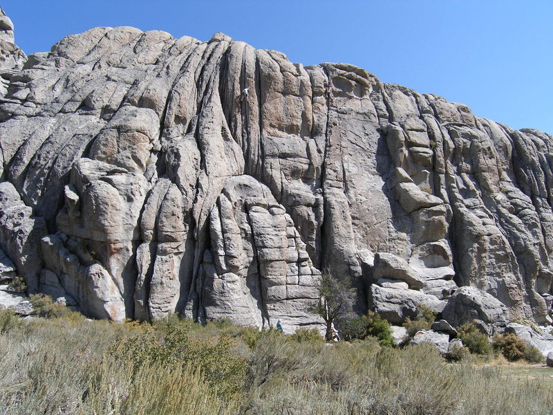 Climber on Carol's Crack (left) and Adolescent (right) 