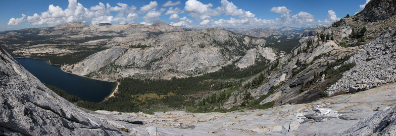 Looking down the route up Tenaya midway up the buttress