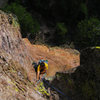 Dave McRae on the bolted chossy hands section of pitch three.