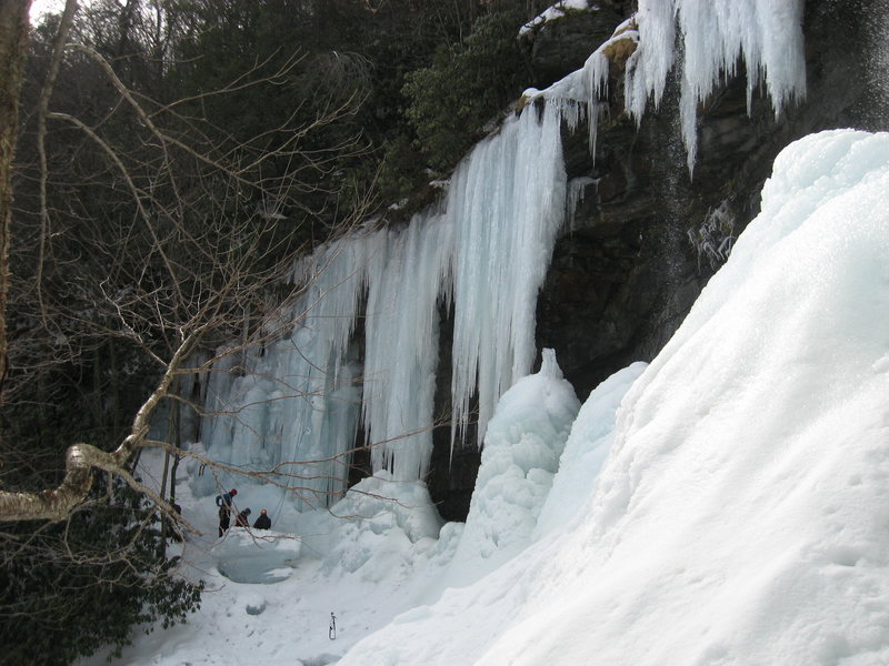 Ice climbing on the left side of Glen Onoko's upper falls.