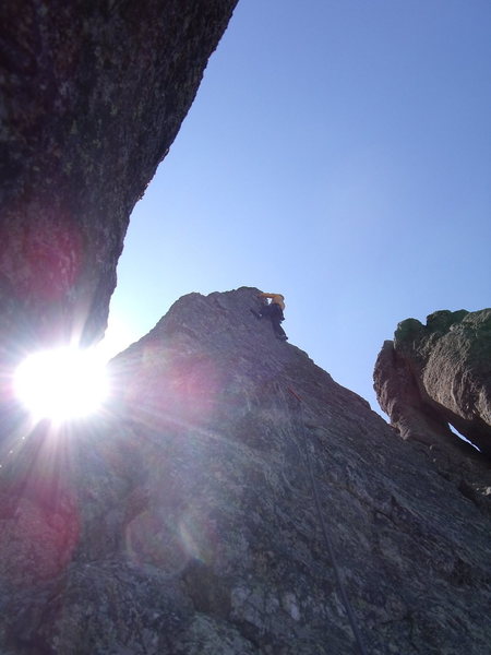 Paul Huebner nearing the top anchors. (Photo by Anne Meyer)