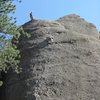 Paul Huebner belaying Anne Meyer up Star Dancer. 