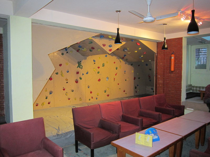 Indoor climbing wall.