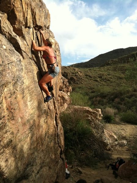 Kristina almost to the top of "Upper Hand Rail".