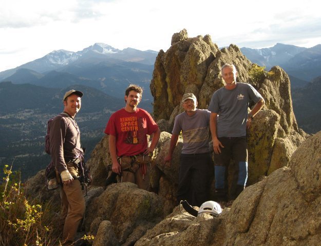 Bill Duncan, Alan Ream, Mike Colacino, Doug Donato. Lumpy Ridge Sept 2011. Photo by Bill.