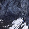 Monty Reagan starting the loose traverse on the Greenwood  - Locke 1994.