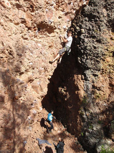 Matt Moore mounting the arete