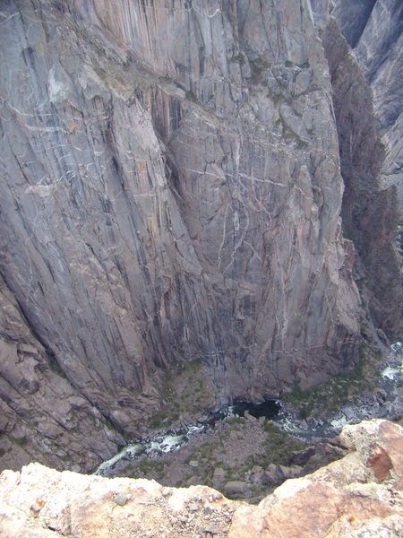 Kayaks on the shore below from Chasm View.  Black Canyon.  October 1st 2011.