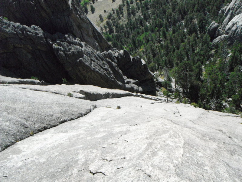 Looking down on a nice flake from the top of pitch two.