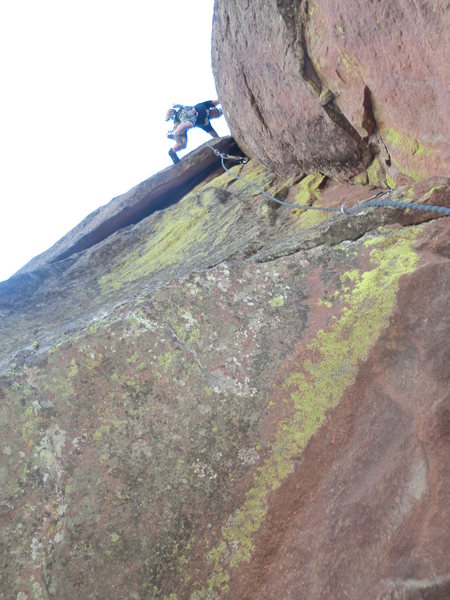 Nearing top out of Consolation Prize, picture from broken ledge start.