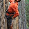 Alex chills out at the crack.<br>
Clear Cut (5.10).