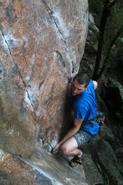 jeff rocks on to the feet and will stay on them for the rest of the route...