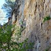 CE looking up at the crux sequence and the huge pockets up higher...