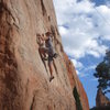 Eva taking on the crux.