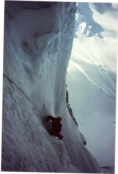 Starting the Nettle - Quirk Couloir Mt. Huntington West Face.