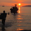 This is how most climbers arrive in Krabi, walking in from the longtail boat (minus the stroller)