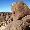 Enjoying the deep pockets at the end of the crux sequence.