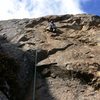 Floyd Hayes leading Knee Surgery 5.10a. Photo by Cheri Ermshar.