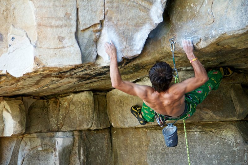 Mitch heading into the first crux.