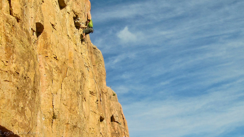 Chuck w/ helpful crossover beta at the routes crux.