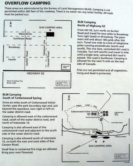 BLM overflow camping sites, Joshua Tree NP