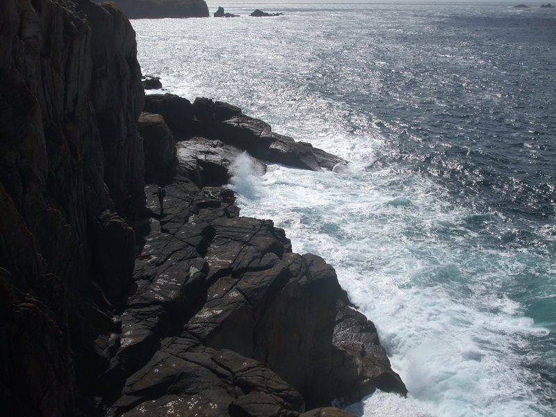 The platform at the base of Sennen may be wave-washed in rough seas