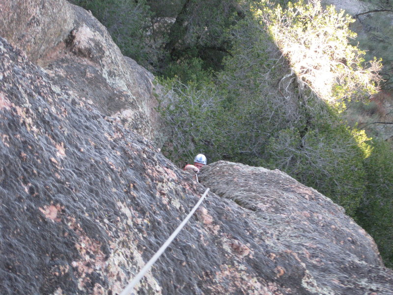 Noal on first pitch, near where the crack narrows and then runs out