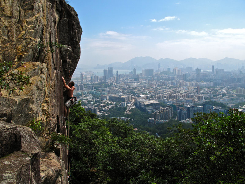 Blue Cross with Hong Kong in the background