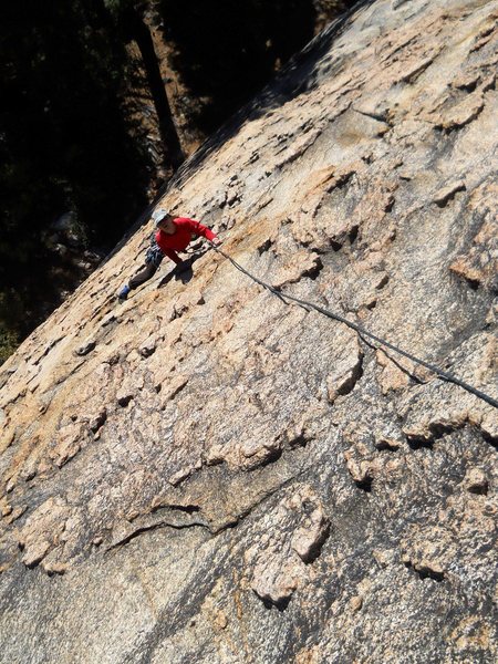 Extremely cool patina and chicken-heads reduce most of the climbing to easy (but relatively steep) 5th class.