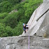 Looking down P1 of Creag Dhu Wall