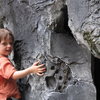 Artificial wall designed to blend in with the natural surroundings at the entrance to The Zoo. Sharp warm-up. Kiran still enjoyed it.