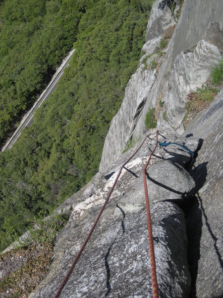 Looking back from the pitch three anchor.