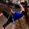 Pulling into the crux roof.