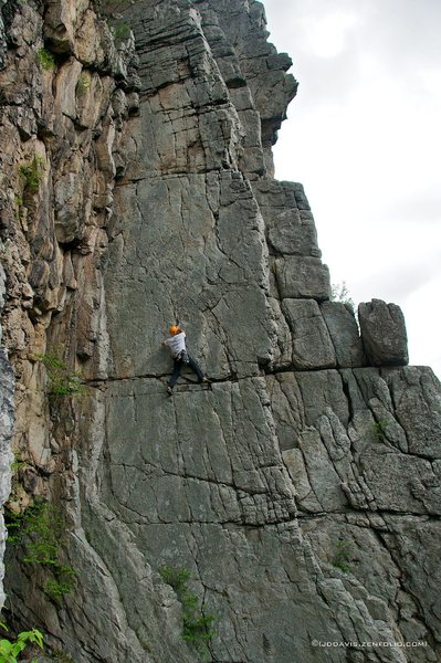 Candy Corner is the large corner to the right of the climber on Drop Zone