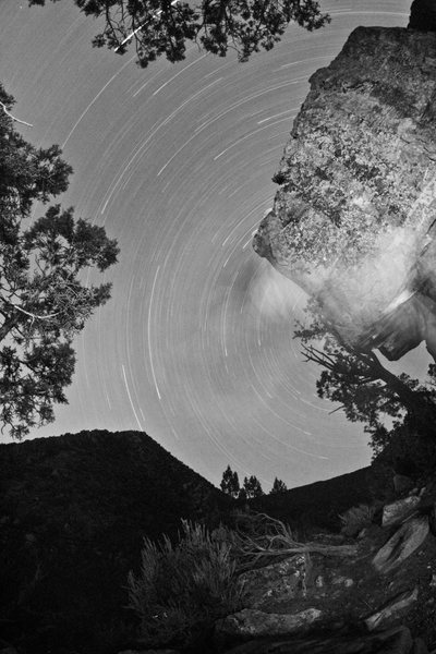 © Jason Kaplan Star trails....  Nick Broeder is the ghostly blurred climber. On the Intimidator. He finally sent it just prior to this shot (in the dark).