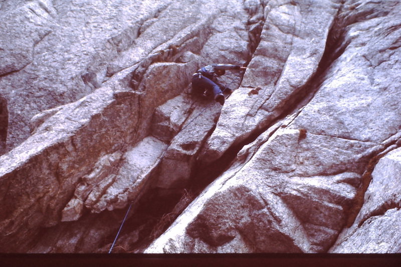 Kim Miller placing pins on the first pitch of the Robbins' Route.