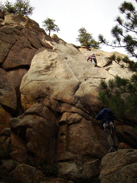 Ivan at the crux. Harder than it looks from the ground.