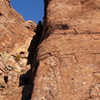 Ropes dangling the route after initial solo setting of route.