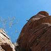 AMH through the crux on the second ascent.