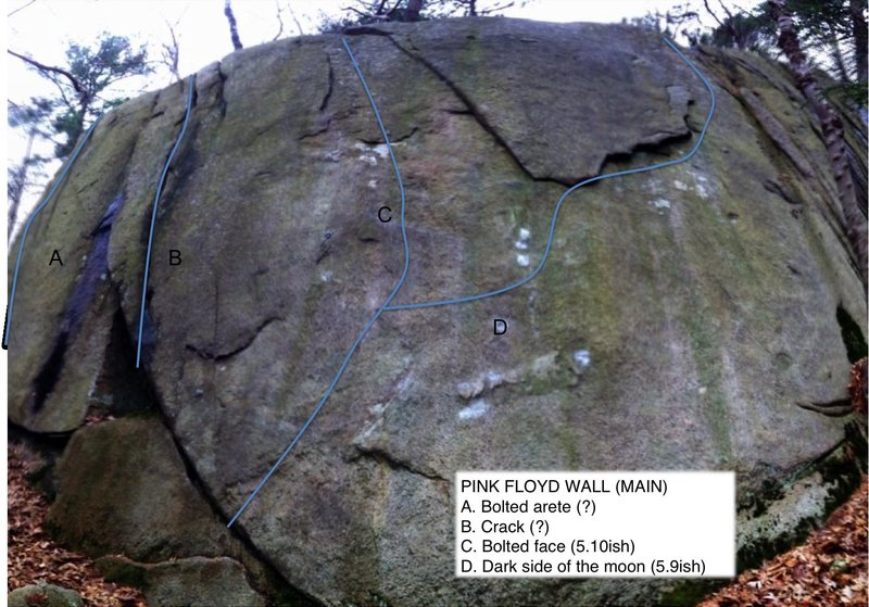 Climbs on The Pink Floyd Wall at Redrock in MA. 