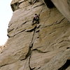 The first time I did this route I misread the drawing in the guidebook and went waaay high past the anchors until I realized that the pitch ended about 20 feet below me - had to downclimb some scary liebacks on loose rock... don't do that!