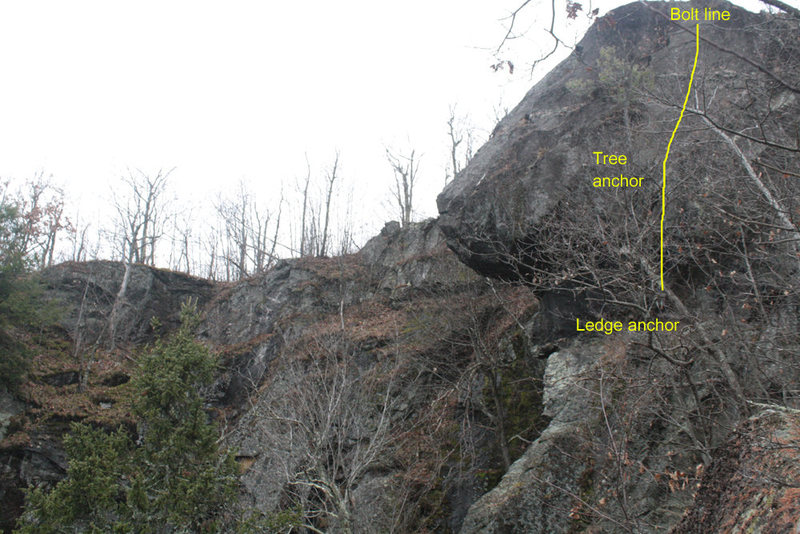 This shows the situation of the cliff from below. with a few things marked to give perspective on where things are.