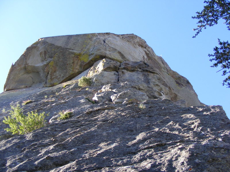 the route, from the belay landing