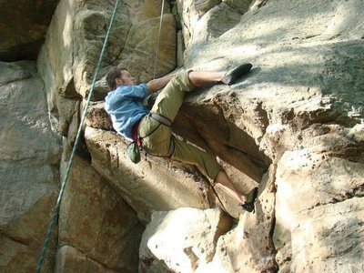 pulling the overhang on toprope.