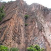 Unbolted, unclimbed wall at Berhala Island. Lots of potential for multi-pitch routes.