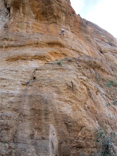 Doug Cornick redpointing the route on his second go.