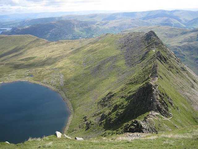 View down Striding Edge to Red Tarn ,Helvellyn. photo Bowker